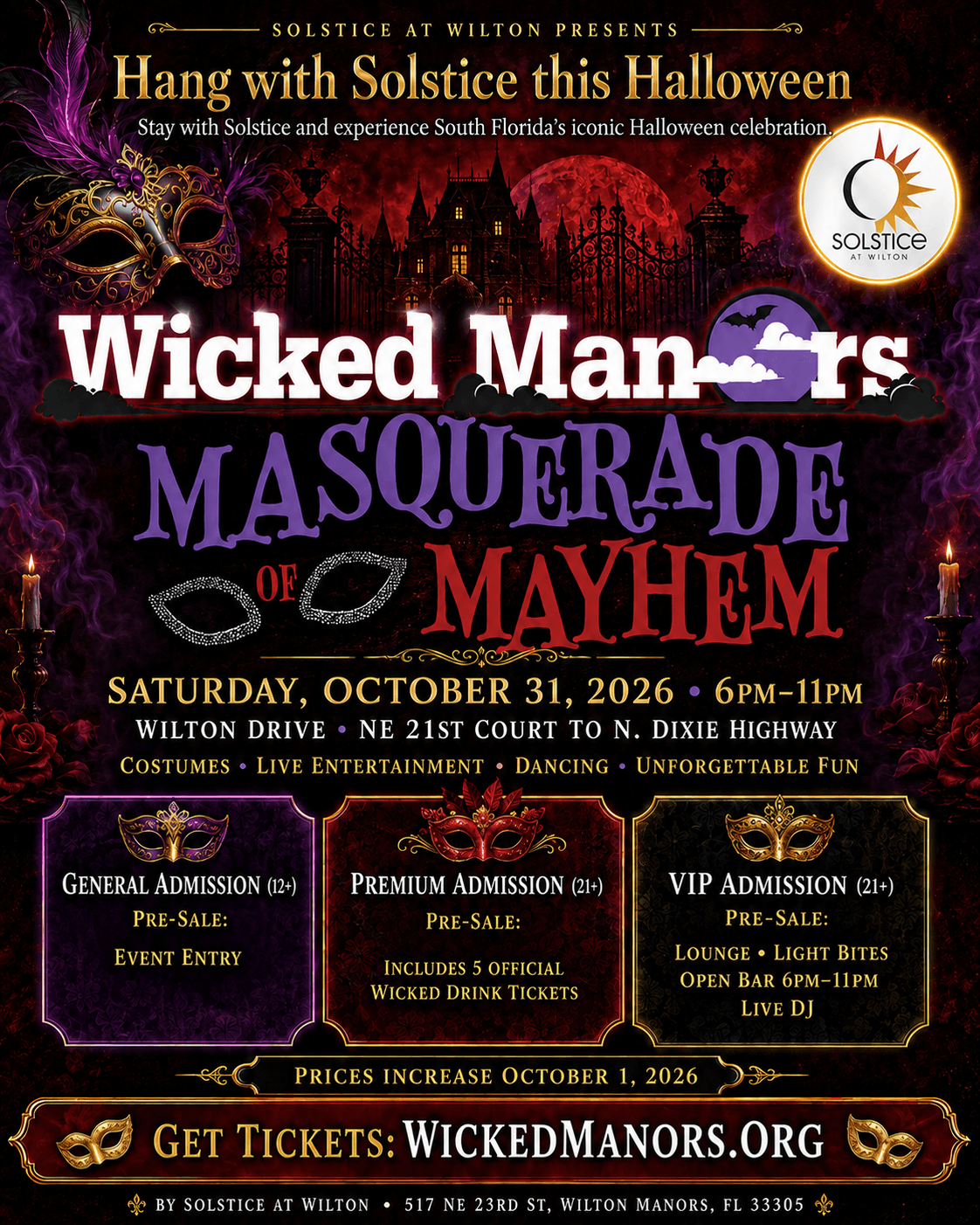 Wicked Manors Masquerade of Mayhem presented by Solstice at Wilton